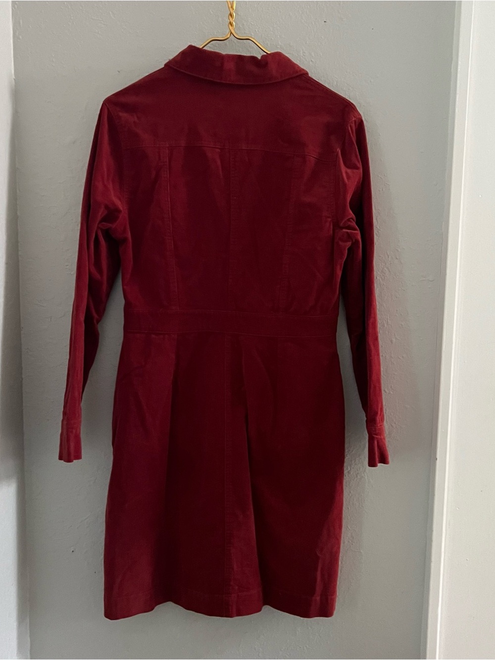 New York & Company Rust Red Button-Front Long Sleeve Shirt Dress Jacket Sz M - Picture 3 of 8